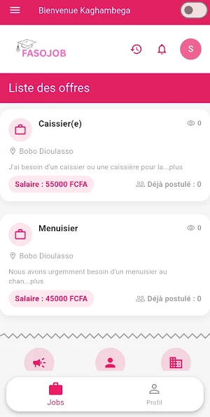 Fasojob, offres d'emplois Screenshot 1