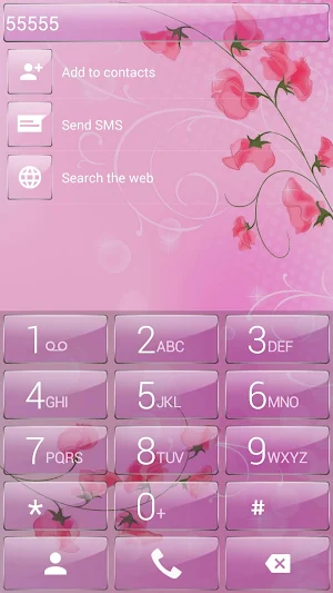 Dialer theme Pink Flower Glass Screenshot 2