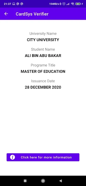 CardSys Verifier Screenshot 1