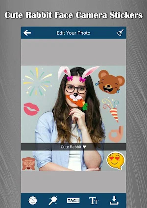 Cute Rabbit Face Camera Sticke Screenshot 3