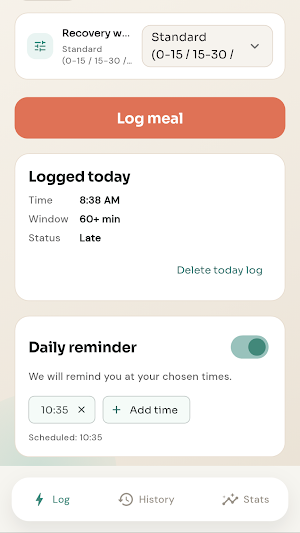 MealRecovery - Meal Timing Screenshot 1