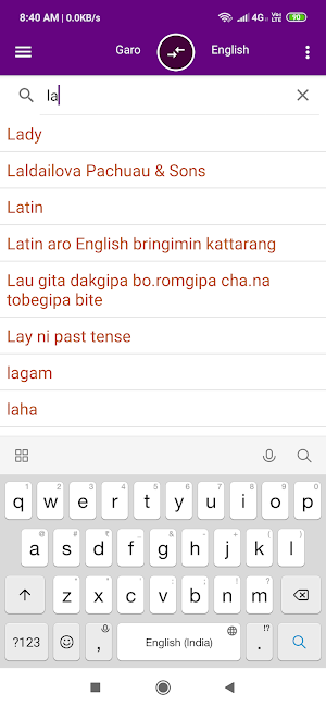 Garo English Dictionary Screenshot 1