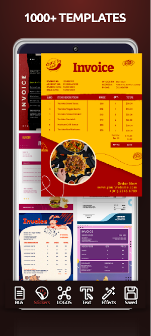 Menu Invoice, Design Templates Screenshot 2