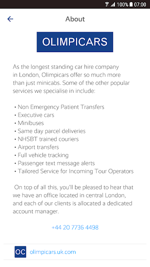 Olimpicars London minicabs Screenshot 2
