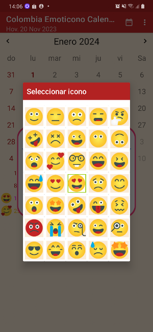 Colombia Emoticono Calendario Screenshot 2