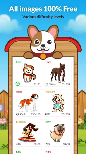 Dog Pixel Art Paint by Numbers Screenshot 0