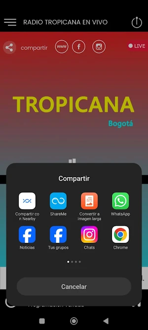 Radio Tropicana en Vivo Bogotá Screenshot 1
