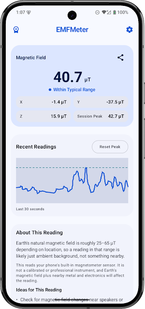 EMF Meter: Magnetometer Reader Screenshot 0