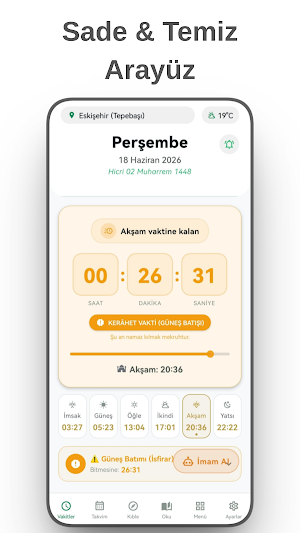 Namaz Vakitleri & Kıble: 2026 Screenshot 0