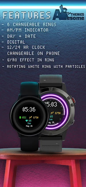 NEON-ONE - Gyro Watch Face Screenshot 3