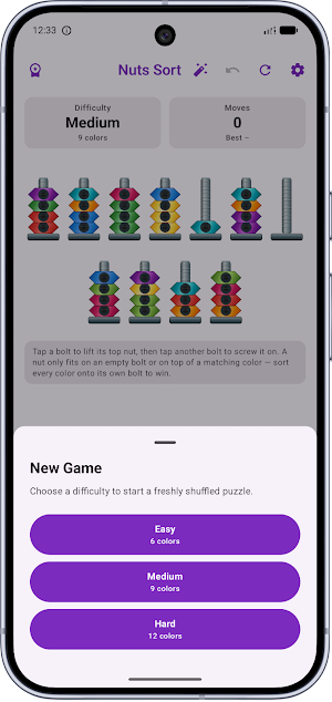 Nuts Sort: Screw & Bolt Puzzle Screenshot 1