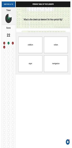 PERIODIC TABLE ELEMENTS QUIZ Screenshot 3