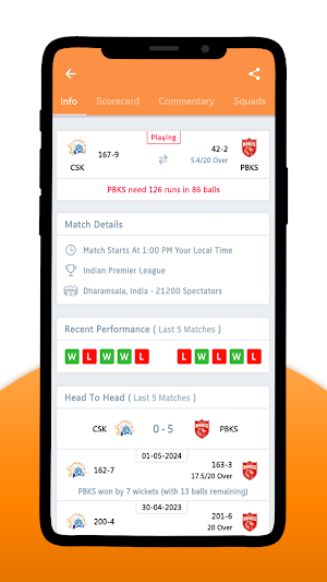 CricSport - cricket score live Screenshot 1