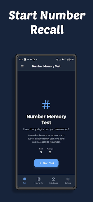 Number Memory Test Screenshot 1