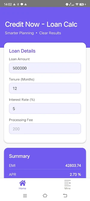 Credit Now - Loan Calc Screenshot 1