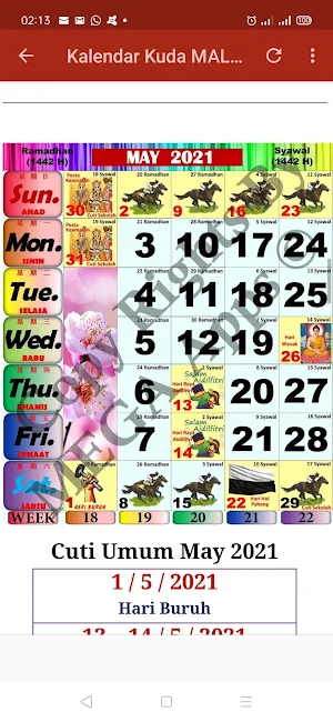 Kalendar Kuda Malaysia - 2021 Screenshot 1
