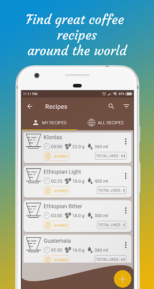 Brew Timer : Find Coffee Recipes&Make Great Coffee Screenshot 1