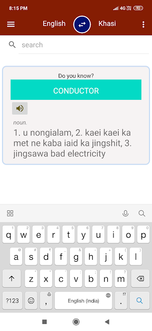 English To Khasi Dictionary Screenshot 1
