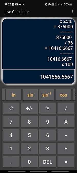 Live Calculator Screenshot 0