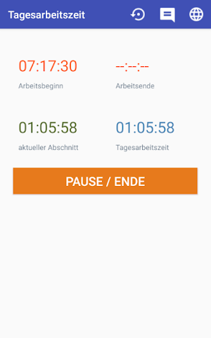 Tages-Arbeitszeit Screenshot 1