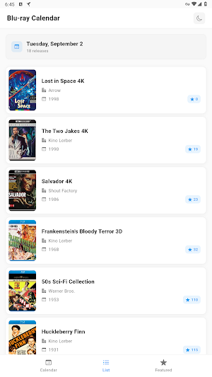 Bluray Movies Release Calendar Screenshot 3