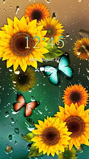 Sunflower With Rain- Wallpaper Screenshot 1