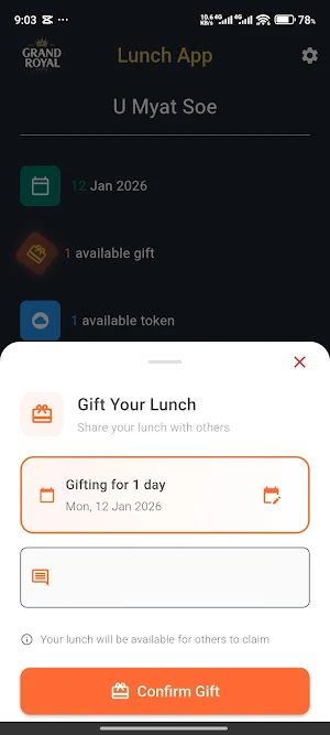GRG Lunch App Screenshot 3
