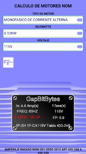 Calculo de Motores NOM Screenshot 1