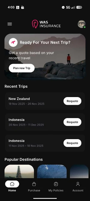 WAS Insurance - Travel Screenshot 1
