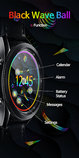 Black Wave Ball_Watchface Screenshot 2
