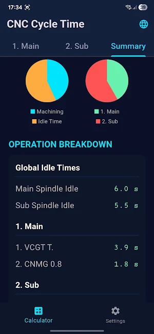 CNC Cycle Time Calculator Screenshot 0