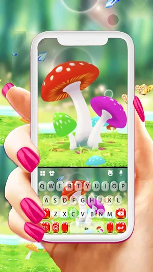Cute Mushrooms Keyboard Background Screenshot 0