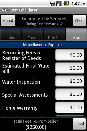 Guaranty Cost Calculator Screenshot 3