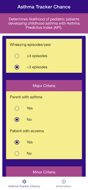 Asthma Tracker Chance - Asthma Predictive Index Screenshot 0