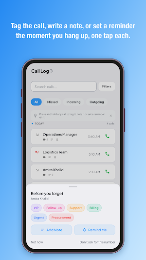 Contacto: Phone & Call Notes Screenshot 0