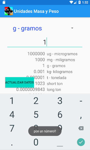 Convertidor de unidades de masa y peso Screenshot 3