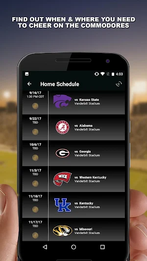 Vanderbilt Commodores Game Day Screenshot 1