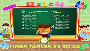 Times Tables 11 to 10 - Multiplication Tables Apps Screenshot 1