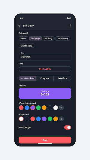 D-Day: Countdown & Widget Screenshot 1