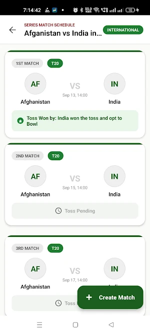 Crictoss - Live Cricket Scores Screenshot 1