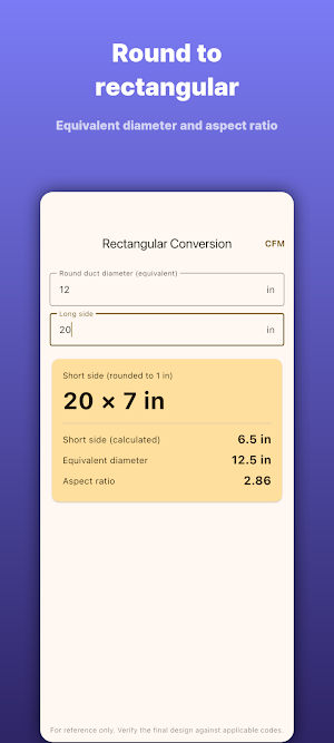 Duct Calc: HVAC Duct Sizer Screenshot 3