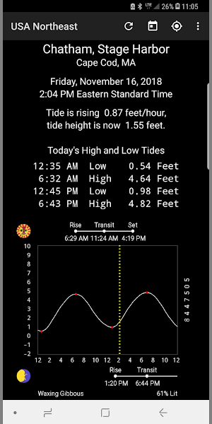 Tide Now USA Northeast - Tides, Sun and Moon Times Screenshot 1