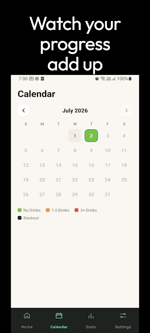 Sober Tracker : Drink Calendar Screenshot 2