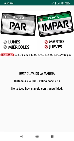 Pico y Placa Lima Screenshot 1