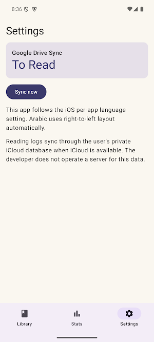 Reading Tracker: Log Screenshot 2