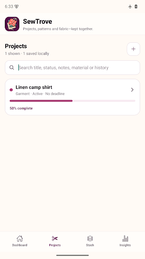 SewTrove: Sewing Project Log Screenshot 1