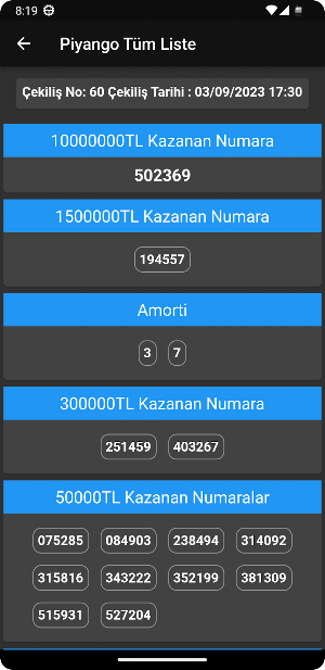 PiyangoLoto Sonuçları, KareKod Screenshot 1