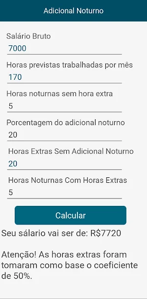 Night Shift Calculator Screenshot 1