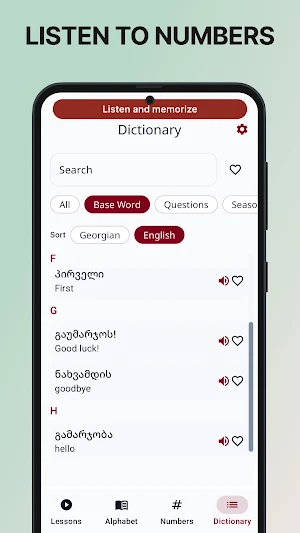 Learn Georgian: Alphabet+Words Screenshot 2