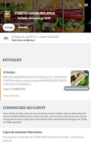 Coreto Hamburgueria Screenshot 2